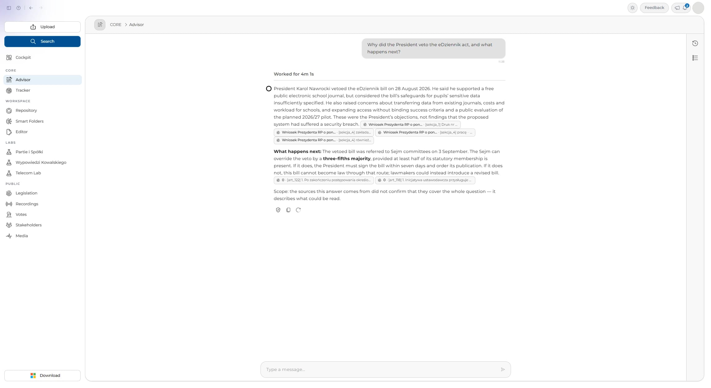 Why the President vetoed the eDziennik act, answered with its sources.