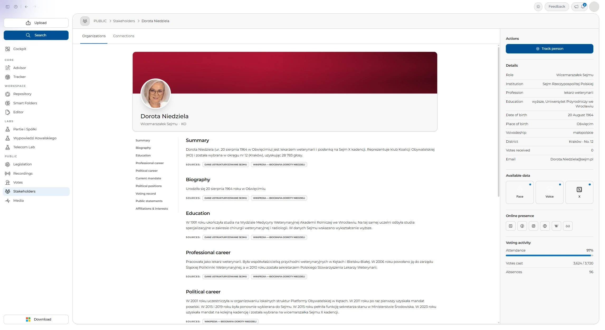 A member’s profile.